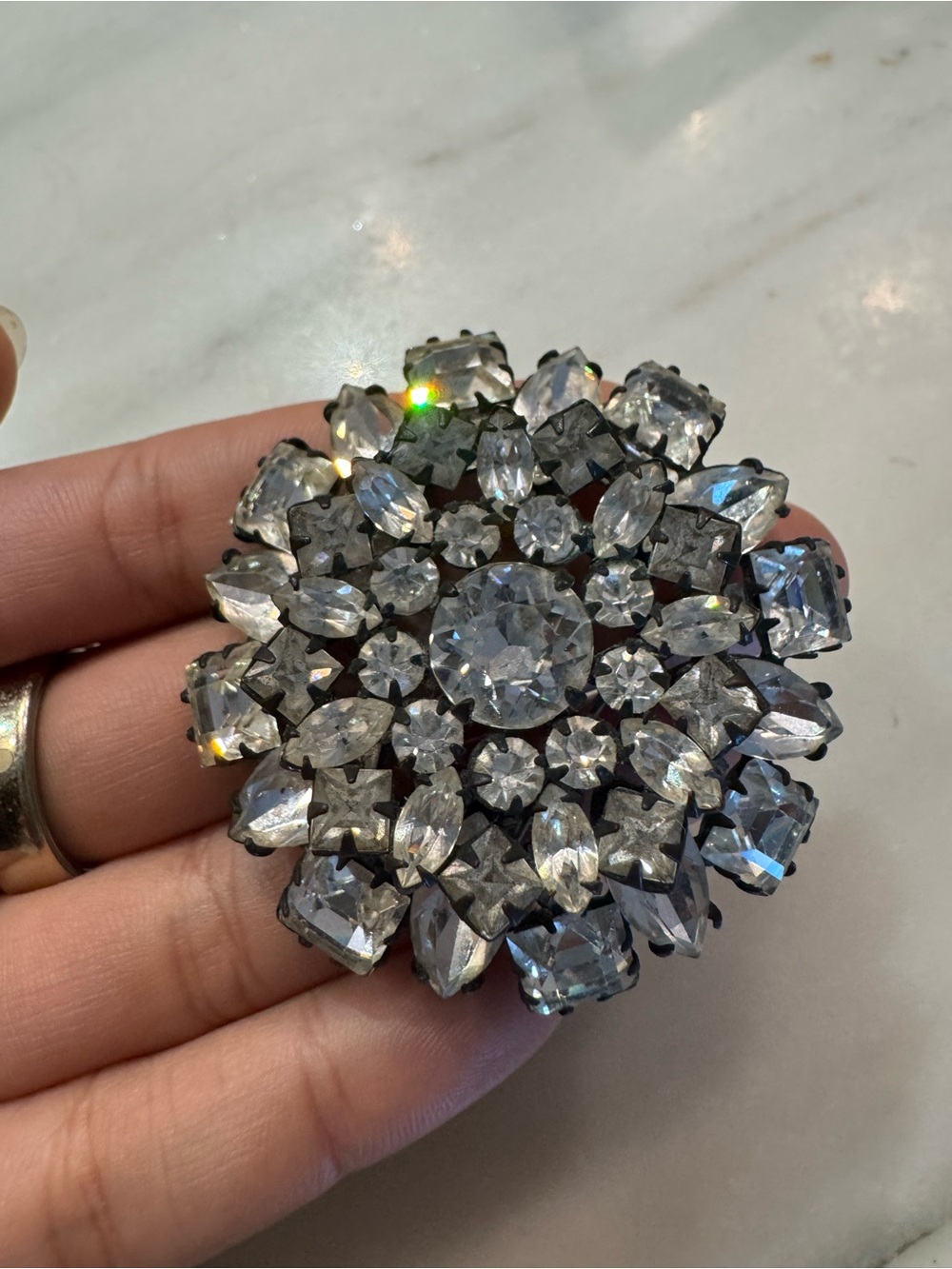 Rare Vintage Schreiner New York Rhinestone Brooch- Unsigned